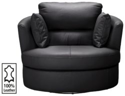 Collection - Trieste - Leather Swivel Chair - Black